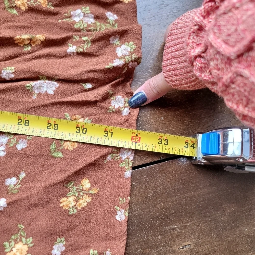 Reformation Ventura Floral V-neck Slip Dress sz XL Brown Chic Retro Cottagecore
